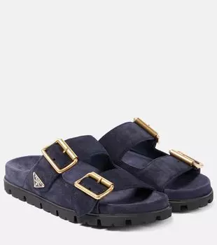 Замшевые сандалии Prada, синий