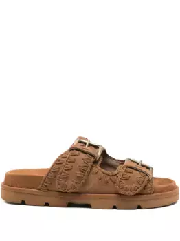 Замшевые сандалии с пряжками Mou, коричневый