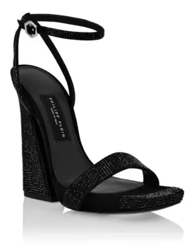 Замшевые сандалии с ремешком на щиколотке Philipp Plein, цвет Black / Black