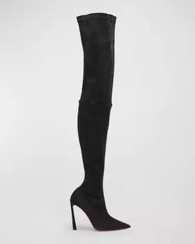 Замшевые сапоги до колен с красной подошвой Condora Botta Alta Christian Louboutin