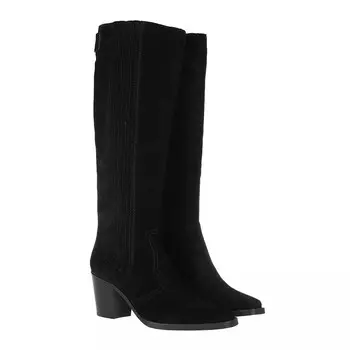 Замшевые сапоги до колена в стиле вестерн Ganni, черный