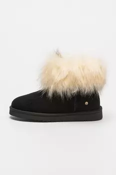 Замшевые сапоги на эко-пухе Goe, черный