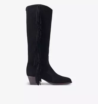 Замшевые сапоги с бахромой Maje, мультиколор