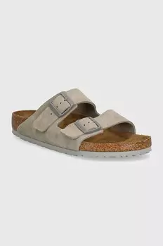 Замшевые шлепанцы Arizona Birkenstock, серый
