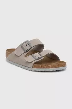 Замшевые шлепанцы Arizona Birkenstock, серый