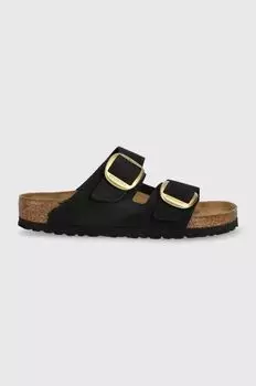 Замшевые шлепанцы Arizona с большой пряжкой Birkenstock, черный