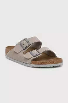 Замшевые шлепанцы Birkenstock Arizona, серый