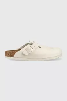 Замшевые шлепанцы Birkenstock Boston, белый