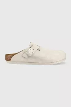 Замшевые шлепанцы Birkenstock Boston, белый