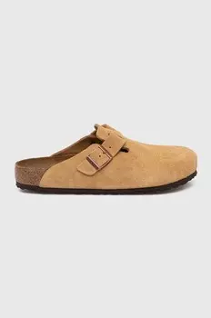 Замшевые шлепанцы Birkenstock Boston, бежевый