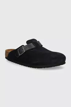 Замшевые шлепанцы Birkenstock Boston, темно-синий