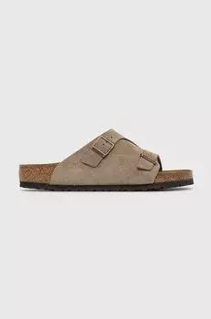 Замшевые шлепанцы Birkenstock, серый