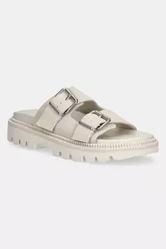 Замшевые шлепанцы Double strap sandal suede Tommy Jeans, бежевый