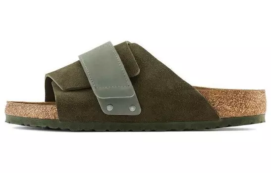 Замшевые шлепанцы Kyoto Birkenstock, оливково-зеленый