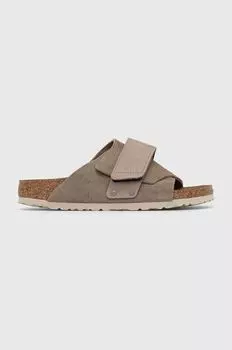Замшевые шлепанцы Kyoto Birkenstock, серый