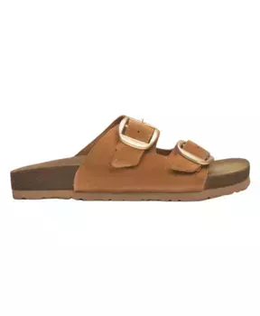 Замшевые шлепанцы на толстых ремешках Estro, коричневый