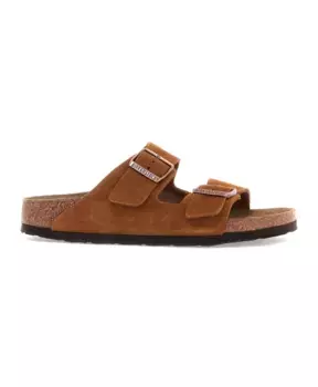 Замшевые шлепанцы с двумя ремешками Birkenstock, коричневый