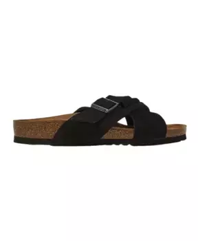 Замшевые шлепанцы с перекрестными ремешками Birkenstock, черный
