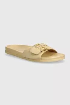 Замшевые шлепанцы Tommy Hilfiger TH HARDWARE SUEDE FLAT SANDAL, бежевый