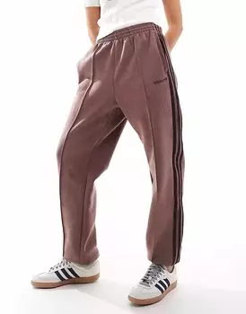 Замшевые спортивные штаны Adidas Originals коричневого цвета