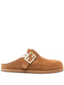 Замшевые тапочки Fendi Feel FENDI, коричневый