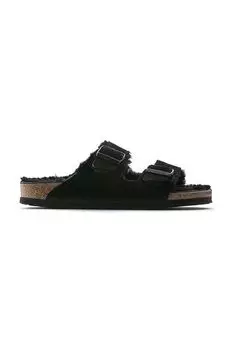 Замшевые тапочки из овчины Arizona Birkenstock, черный
