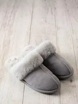 Замшевые тапочки из овчины мула Chelsea Peers, серый