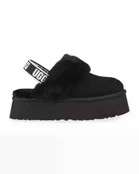 Замшевые тапочки на платформе с меховой отделкой Funkette UGG