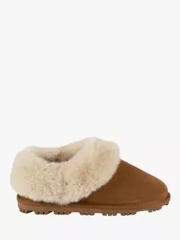 Замшевые тапочки-пинетки с манжетами из искусственного меха totes, желто-коричневый