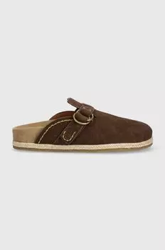 Замшевые тапочки Turbach Clog Polo Ralph Lauren, коричневый