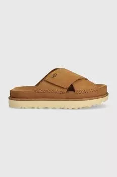 Замшевые тапочки UGG Goldenstar Cross Slide Ugg, коричневый