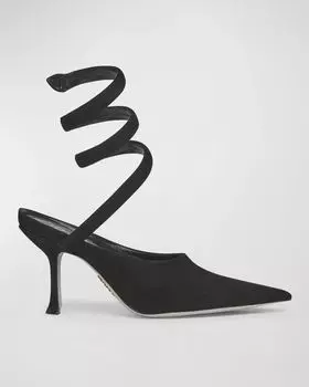 Замшевые туфли Cleopatra со змеиным запахом Rene Caovilla, цвет Black