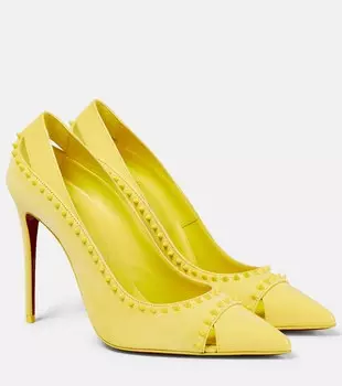 Замшевые туфли-лодочки Duvette Spikes 100 Christian Louboutin, желтый