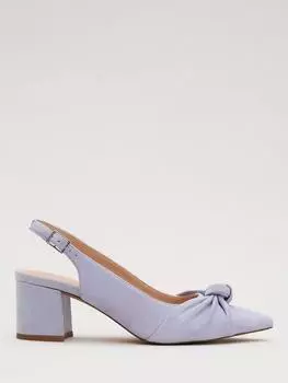 Замшевые туфли-лодочки с узлом спереди на блочном каблуке с откидной спинкой Phase Eight, цвет Pale Blue