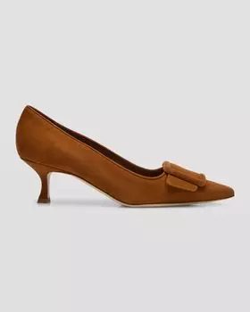 Замшевые туфли Maysale с пряжкой Manolo Blahnik, цвет Medium Brown