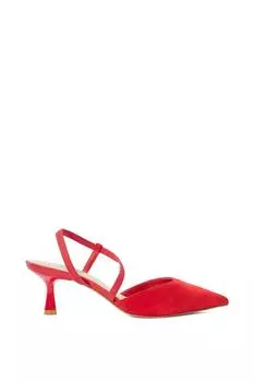 Замшевые туфли на каблуке «Цитрусовый» с ремешками Dune London, красный