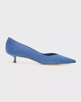Замшевые туфли на каблуке Eva Stuart Weitzman, цвет Blue Steel
