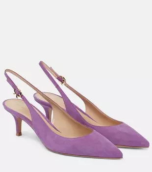 Замшевые туфли Ribbon 55 с ремешком на пятке Gianvito Rossi, фиолетовый