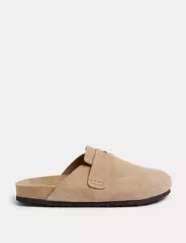 Замшевые туфли-сабо Slip On Flat Marks & Spencer, песочный