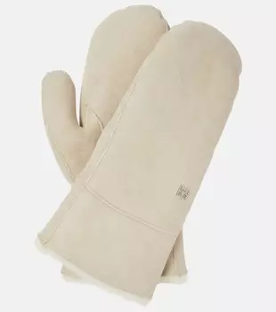Замшевые варежки из овчины Toteme, белый