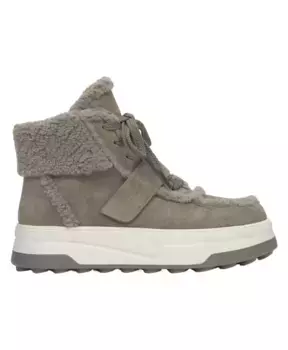 Замшевые женские ботильоны на зиму на шерстяной подкладке Estro, серый