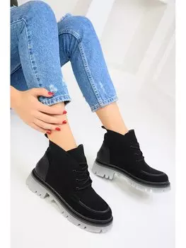 Замшевые женские ботинки на шнуровке Soho Exclusive, черный