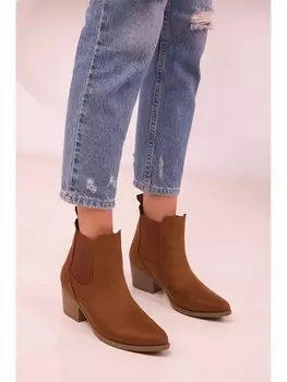 Замшевые женские ботинки с острым носком Soho Exclusive, загар