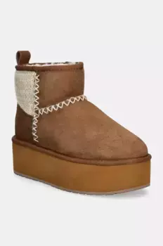 Замшевые зимние ботинки Stinger Knit Flatform Emu Australia, коричневый