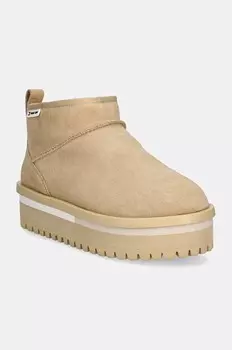Замшевые зимние ботинки Tommy Jeans TJW SUEDE FLATFORM BOOT WL, бежевый