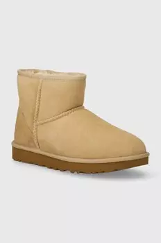 Замшевые зимние ботинки UGG Classic Mini II, бежевый