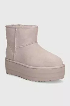 Замшевые зимние ботинки UGG Classic Mini Platform, фиолетовый
