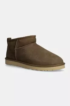 Замшевые зимние ботинки UGG Classic Ultra Mini, коричневый