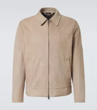 Замшевый блузон Brioni, серо-коричневый