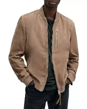 Замшевый бомбер ALLSAINTS Kemble, коричневый/бежевый